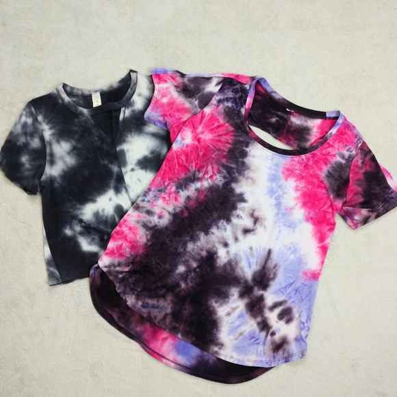 Lazy Sundays Tops - Lazy Sundays Tie Dye Crop & Tie Dye Partial Open Back Tee Bundle